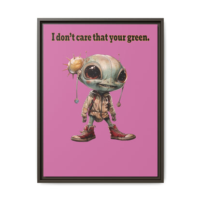 I don't care that your green - framed canvas art (light pink)