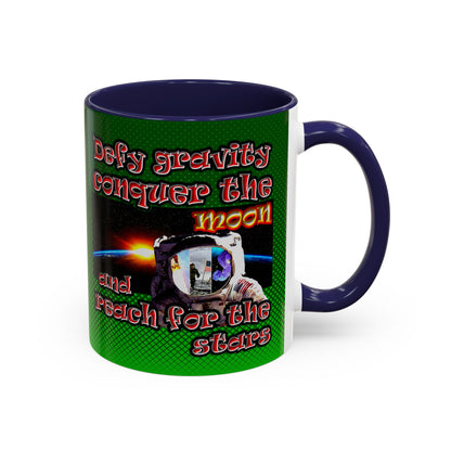 defy conquer reach - Accent Mug (logo green)