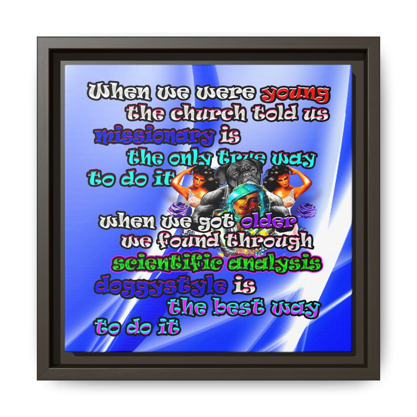 doggystyle - framed canvas art (blue-white wave)