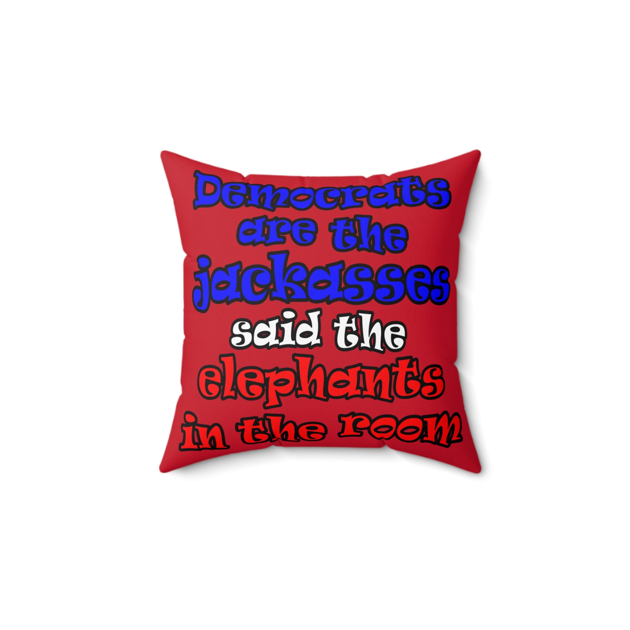 donkeys and elephants - Spun Polyester Square Pillow - (dark red)