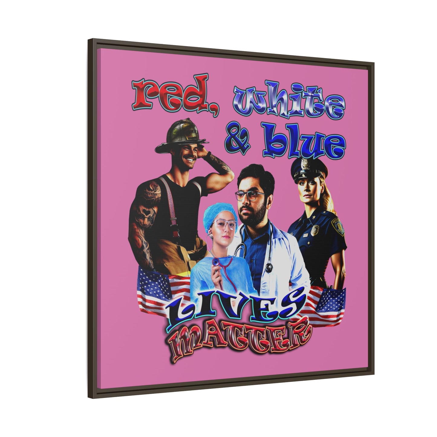 rw&b lives matter - framed canvas art (light pink)