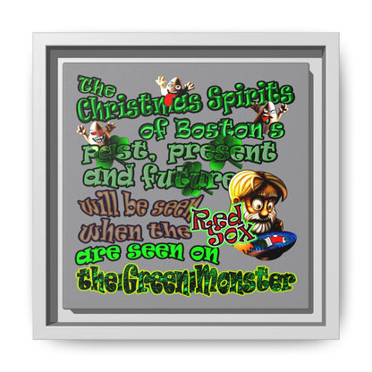 christmas spirits of boston - framed canvas art (grey)