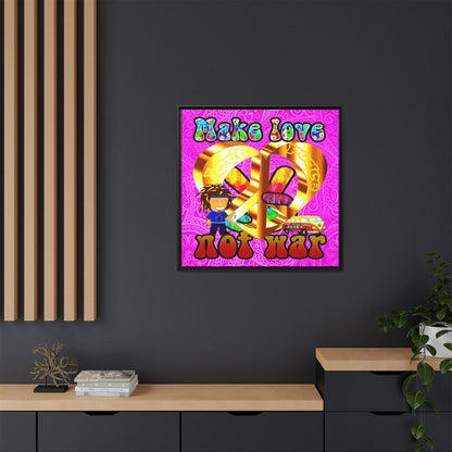 love peace - framed canvas art (pink swirl)