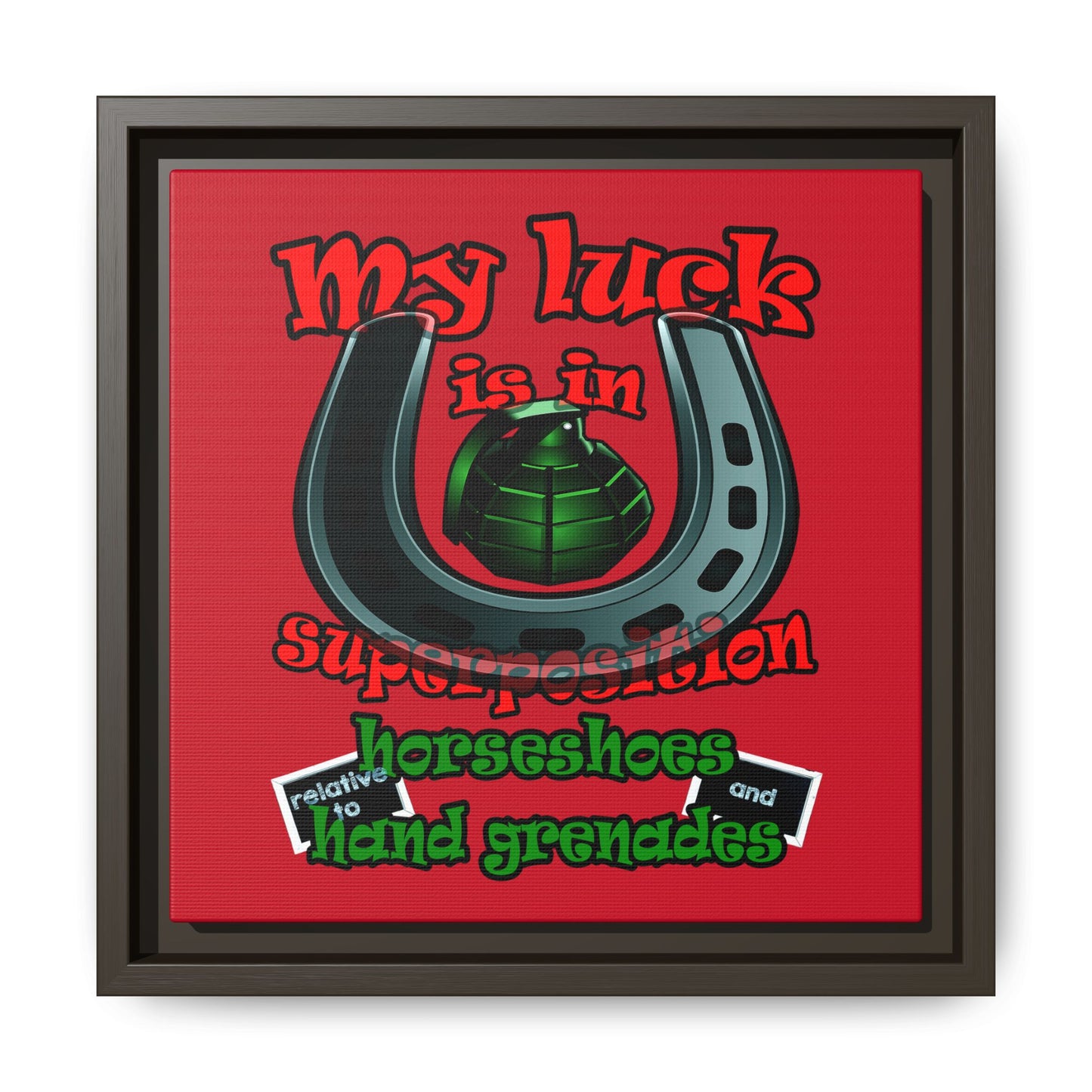 my luck - framed canvas art (dark red)