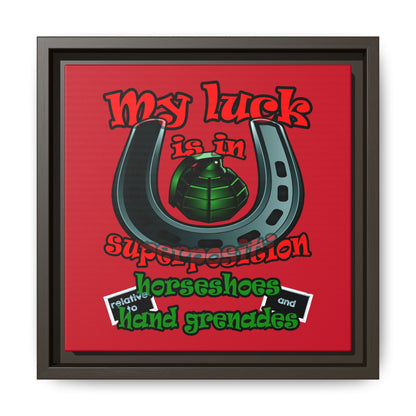 my luck - framed canvas art (dark red)