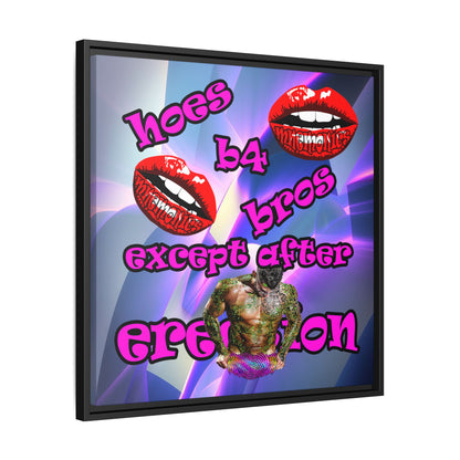 hoes b4 bros - framed canvas art (grey-pink wave)