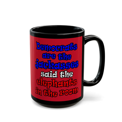 donkeys and elephants - Black Mug (dark red)