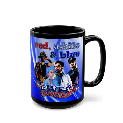 rw&b lives matter - Black Mug (blue-white wave)