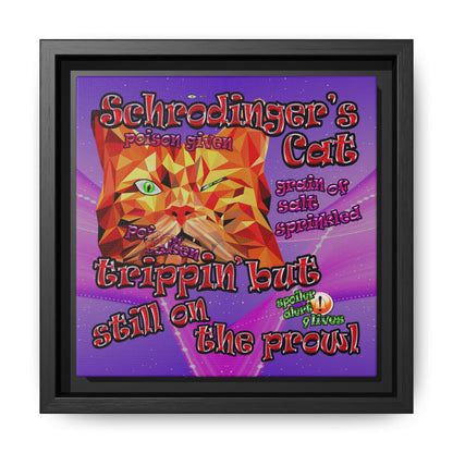 schrodinger's cat - framed canvas art (purple-pink wave)