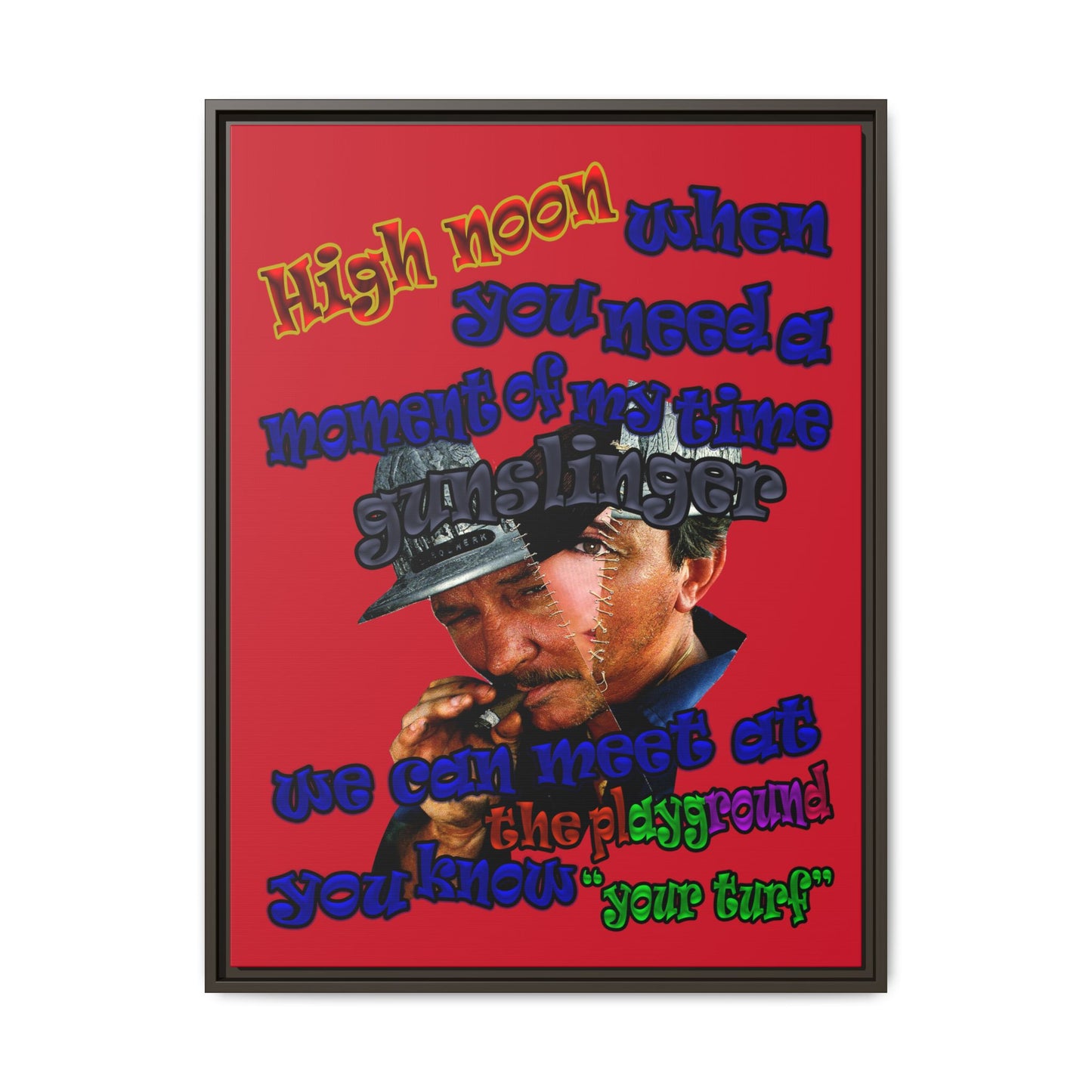 high noon - framed canvas art (dark red)