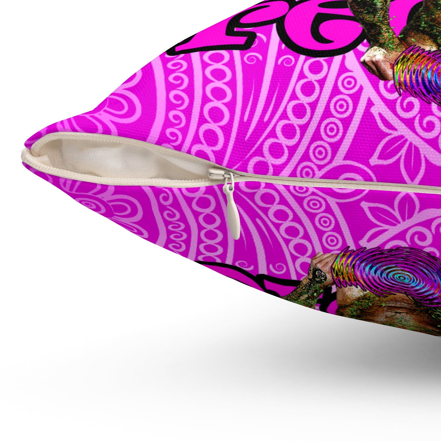 hoes b4 bros - Spun Polyester Square Pillow - (pink swirl)