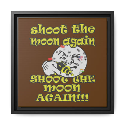 shoot the moon again - framed canvas art (brown)