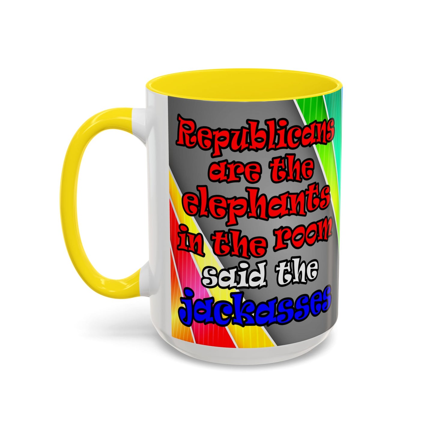 donkeys and elephants - Accent Mug (rainbow split)