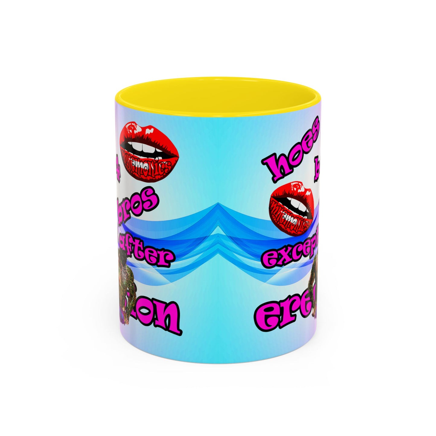 hoes b4 bros - Accent Mug (light blue-pink wave)