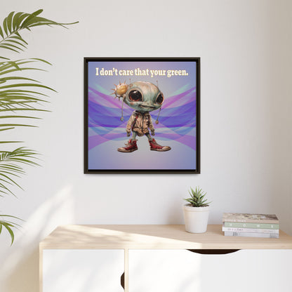 I don't care that your green - framed canvas art (light blue-pink wave)