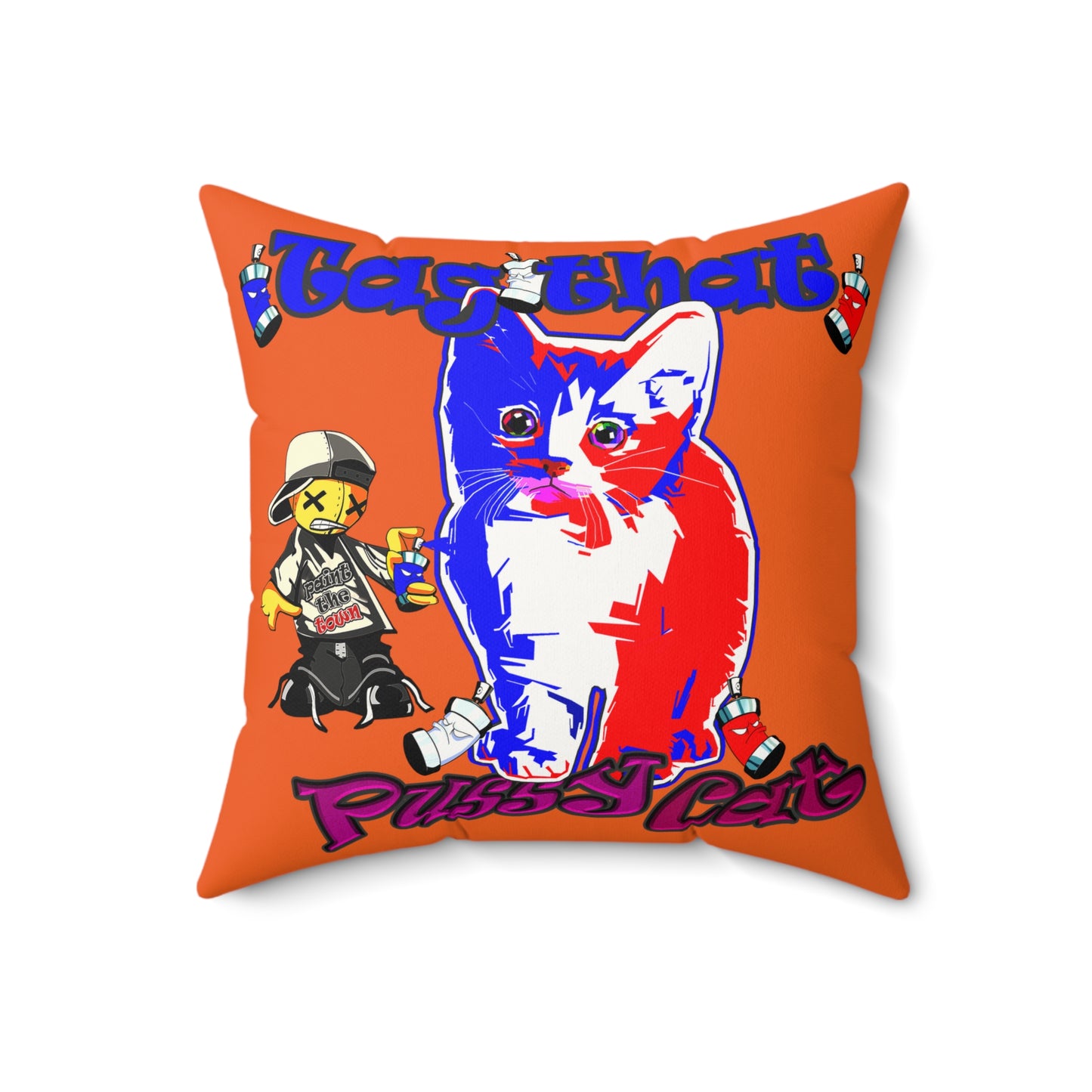 tag that - Faux Suede Square Pillow - (orange)