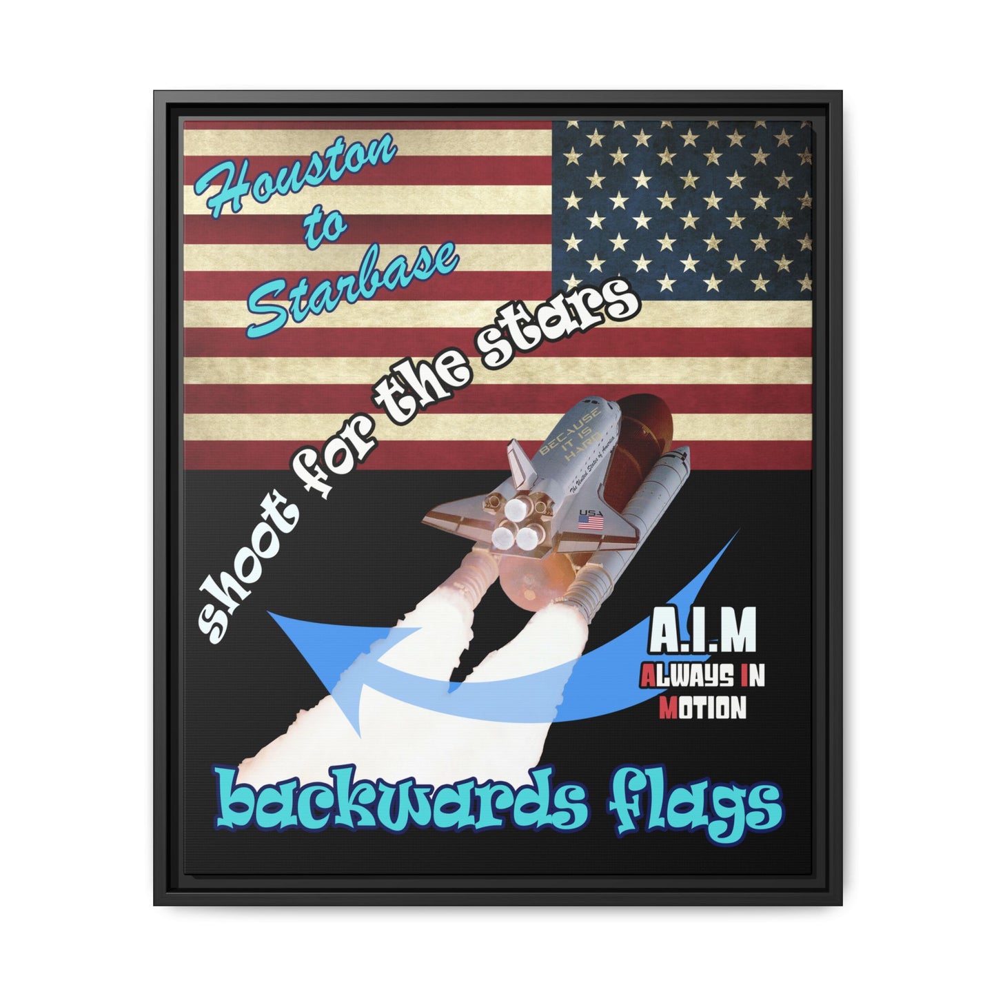 shoot for the stars - framed canvas art (black)