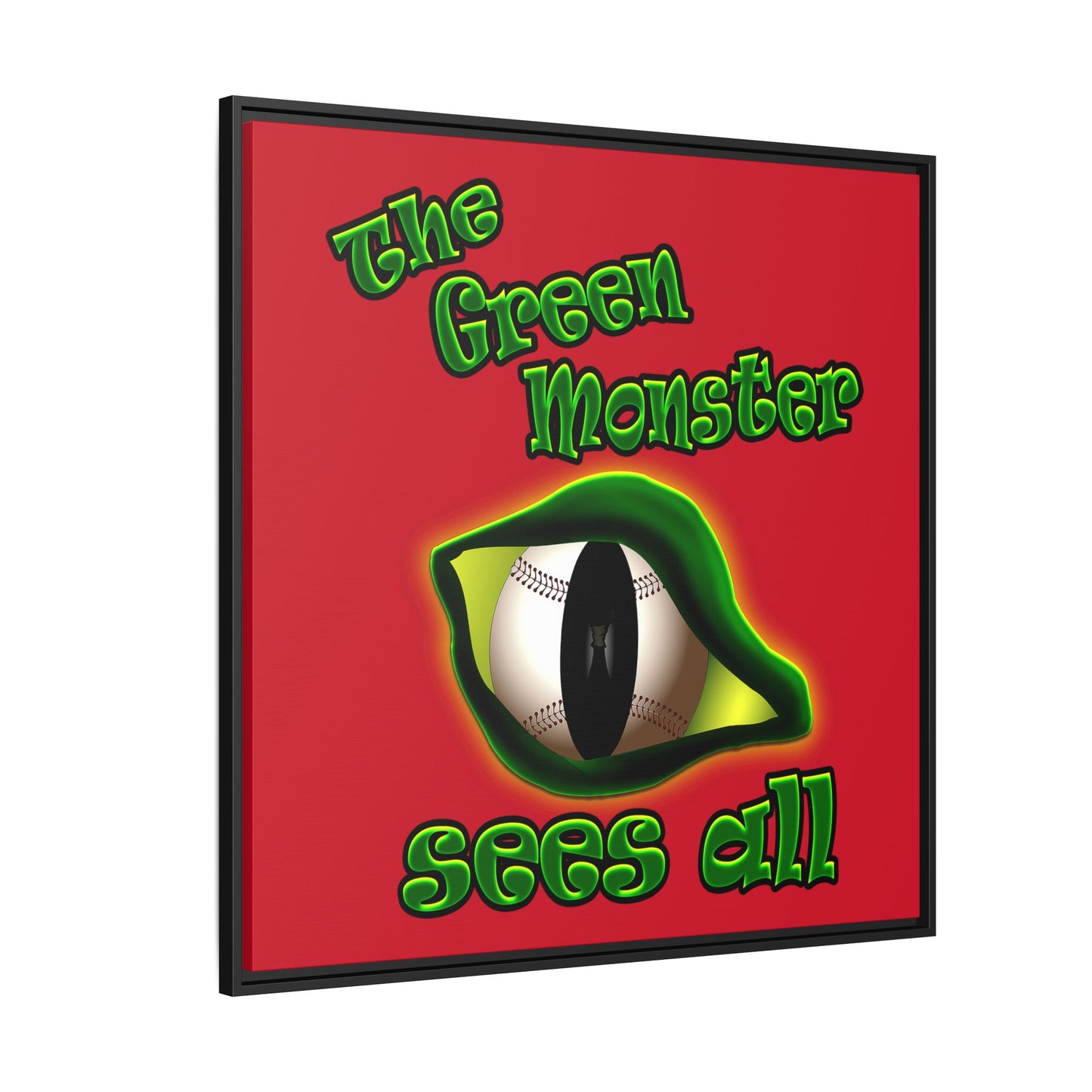green monster - framed canvas art (dark red)