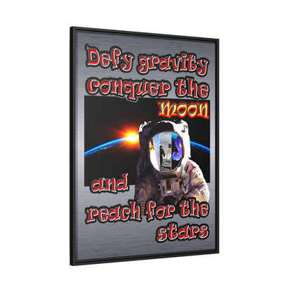defy conquer reach - framed canvas art (brushed nickel)