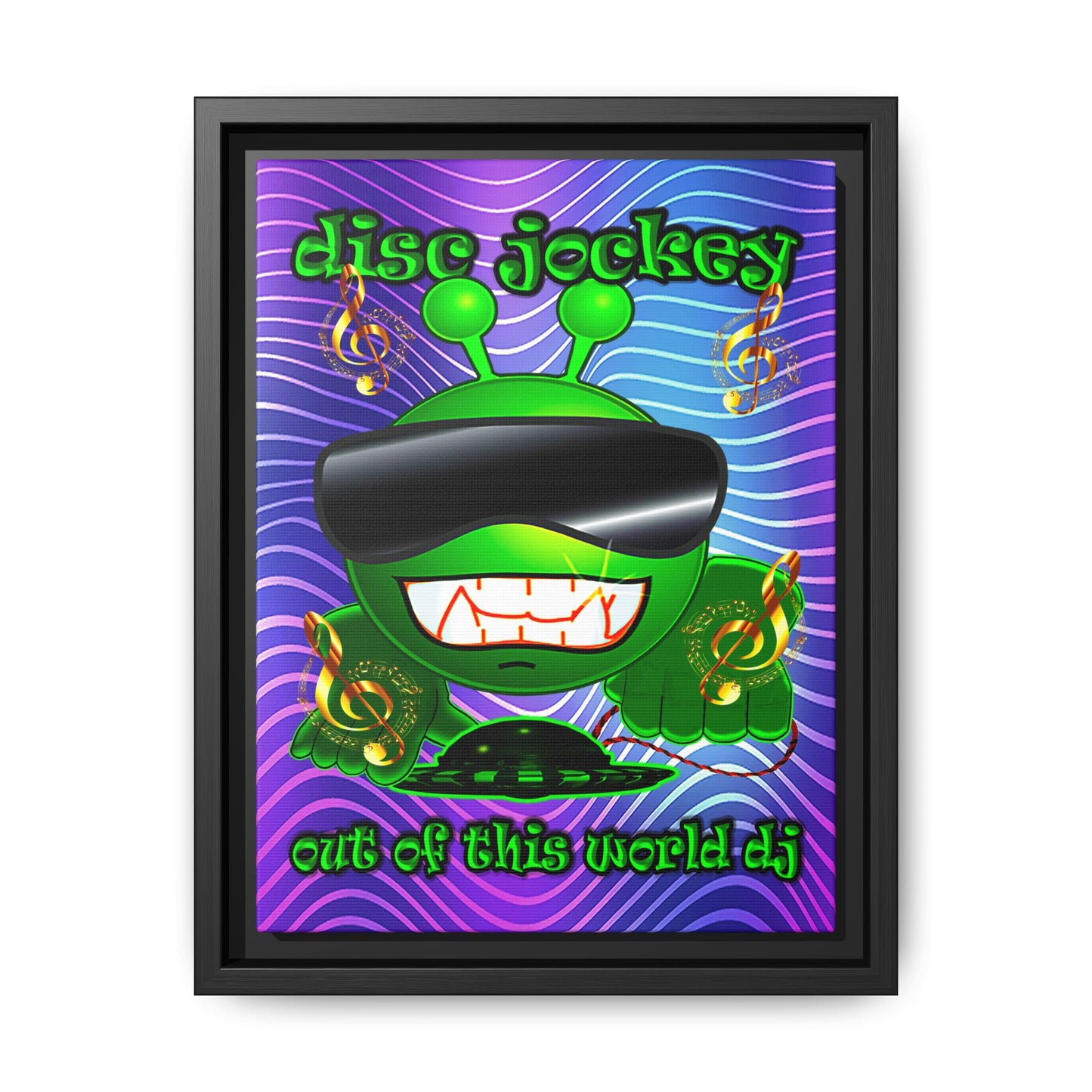 disc jockey - framed canvas art (purple wave)