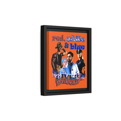 rw&b lives matter - framed canvas art (orange)