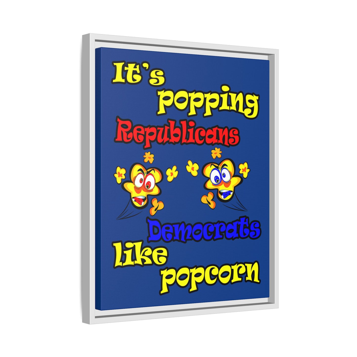 popping like popcorn - framed canvas art (dark blue)