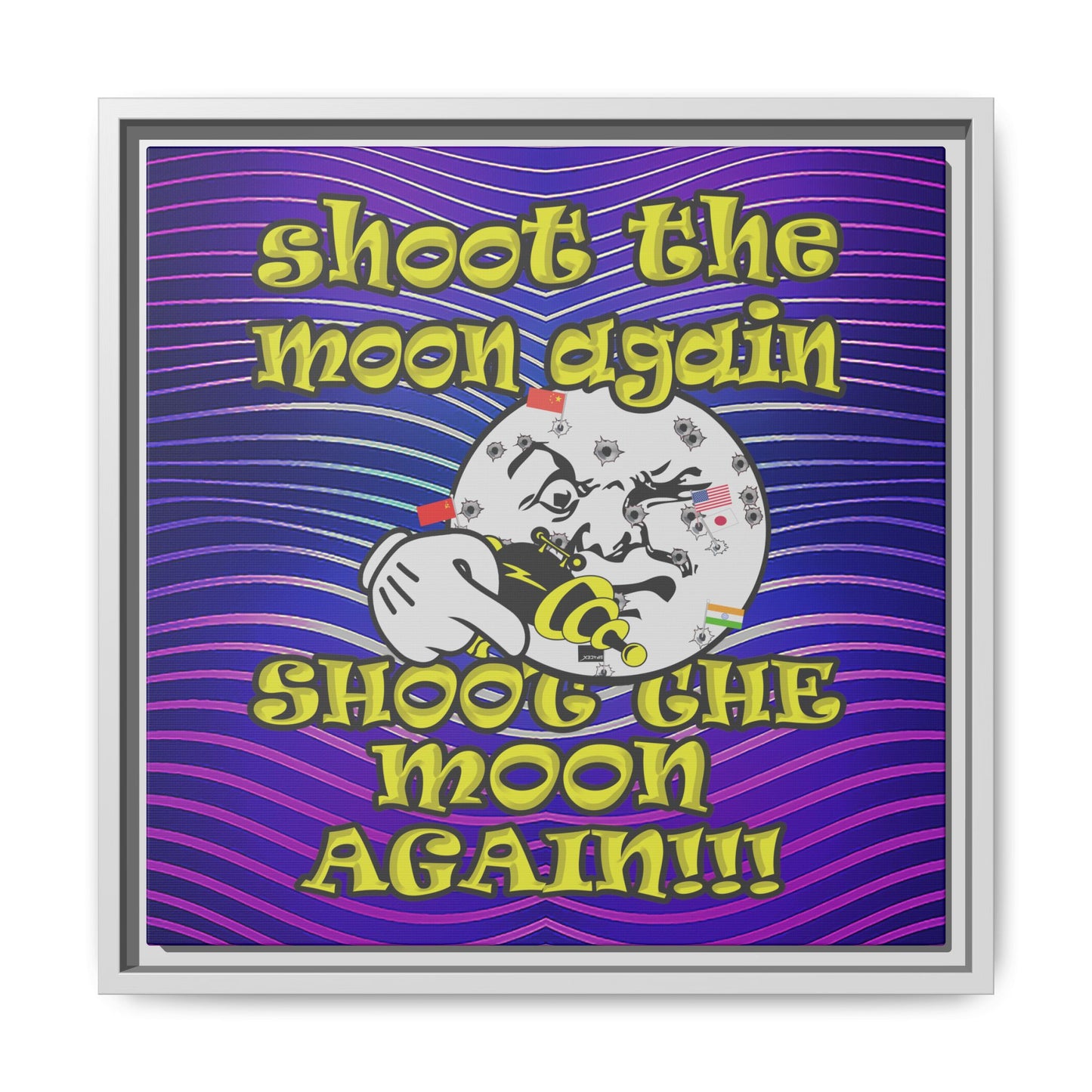 shoot the moon again - framed canvas art (purple wave)