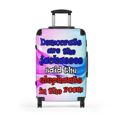 donkeys and elephants - Suitcase (light blue-pink wave)