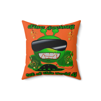 disc jockey - Spun Polyester Square Pillow - (orange)