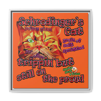 schrodinger's cat - framed canvas art (orange)