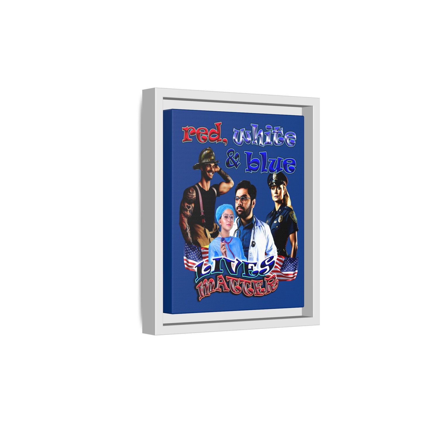 rw&b lives matter - framed canvas art (dark blue)