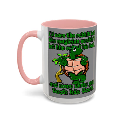 turtle race - Accent Mug (grey)