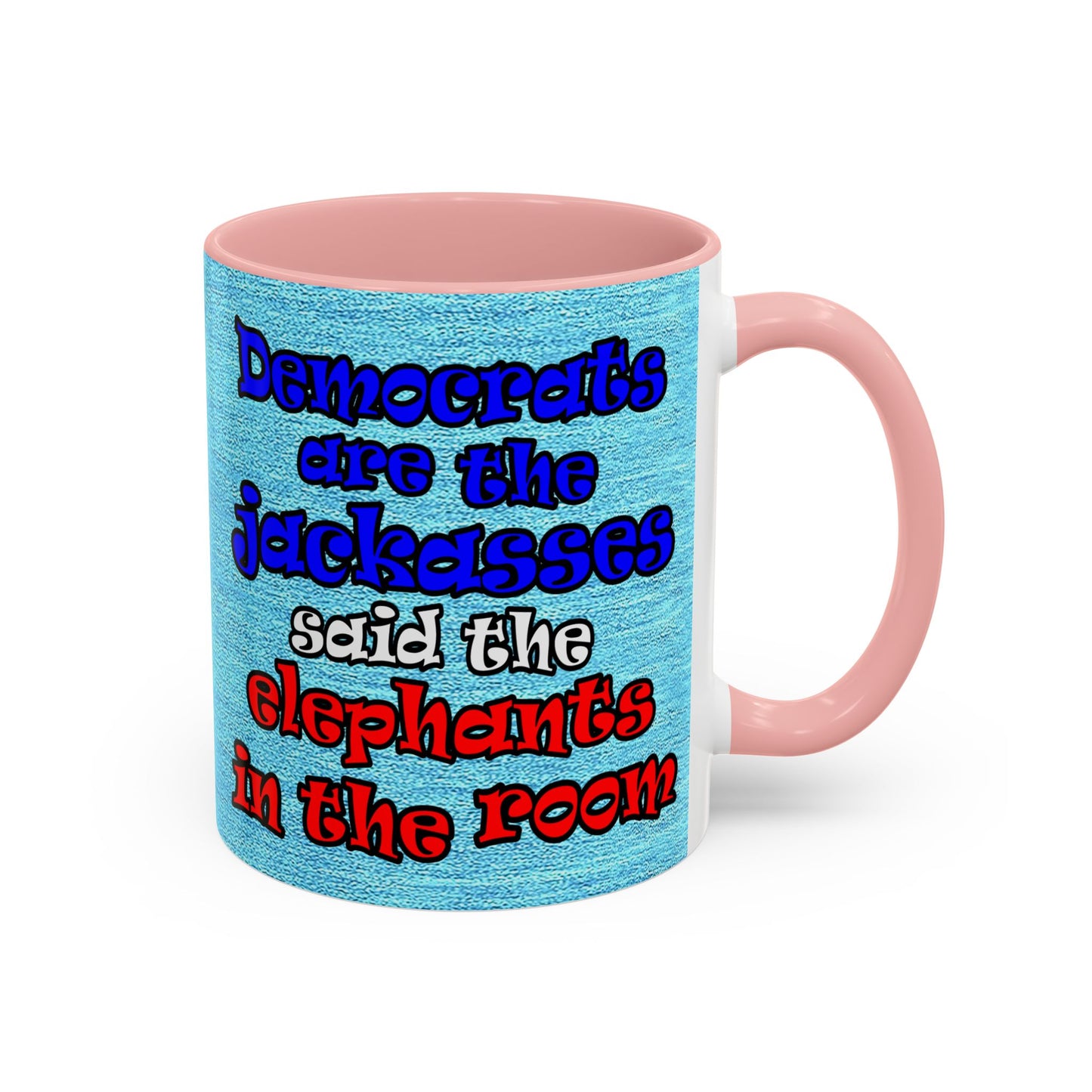 donkeys and elephants - Accent Mug (faded blue)