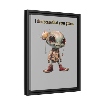 I don't care that your green - framed canvas art (light grey)