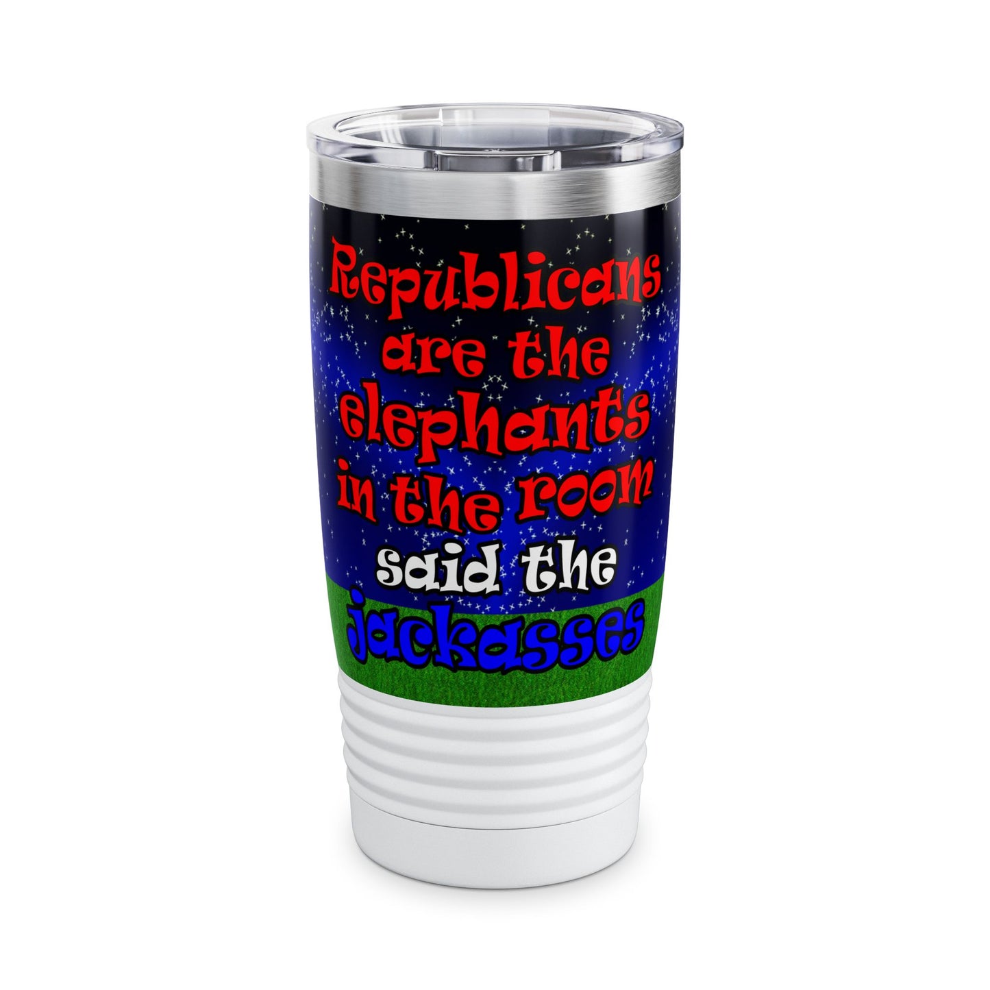 donkeys and elephants - Ringneck Tumbler, 20oz ('snoops' background)