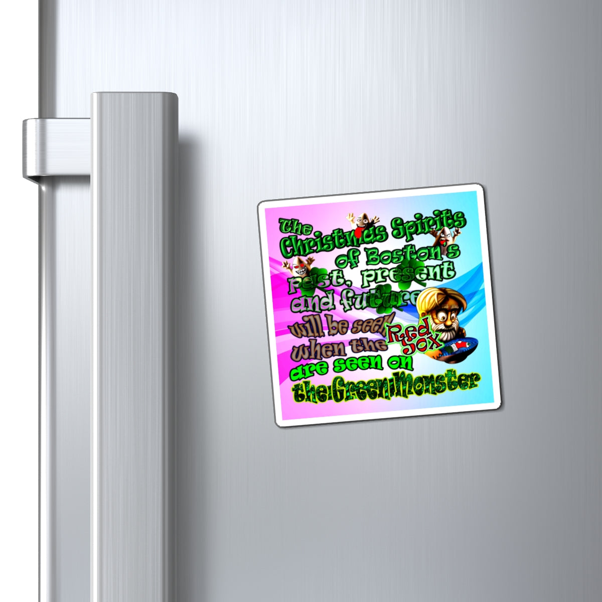 christmas spirits of boston - Magnets - (light blue-pink wave)