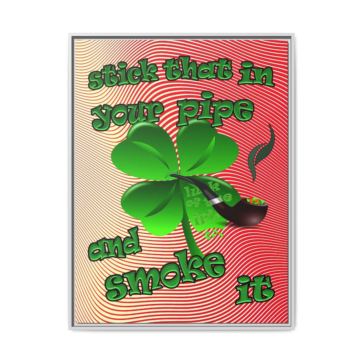 stick that in your pipe and smoke it - framed canvas art (yellow-orange wave)