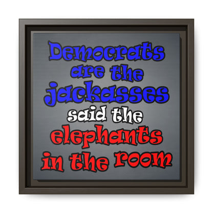 donkeys and elephants - framed canvas art (grey-light grey)