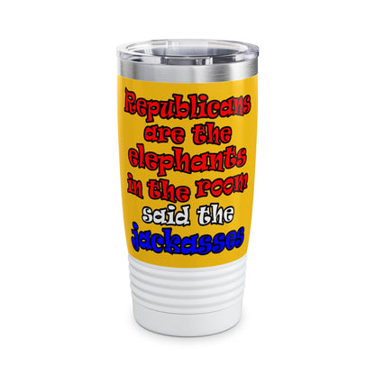 donkeys and elephants - Ringneck Tumbler, 20oz (yellow)