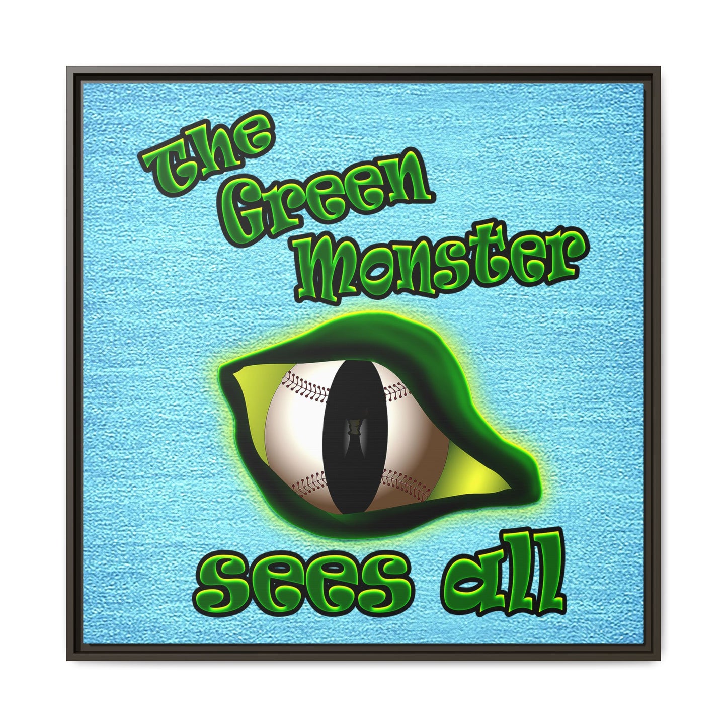 green monster - framed canvas art (faded blue)