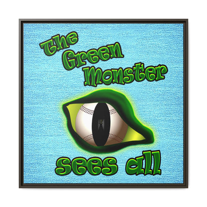 green monster - framed canvas art (faded blue)