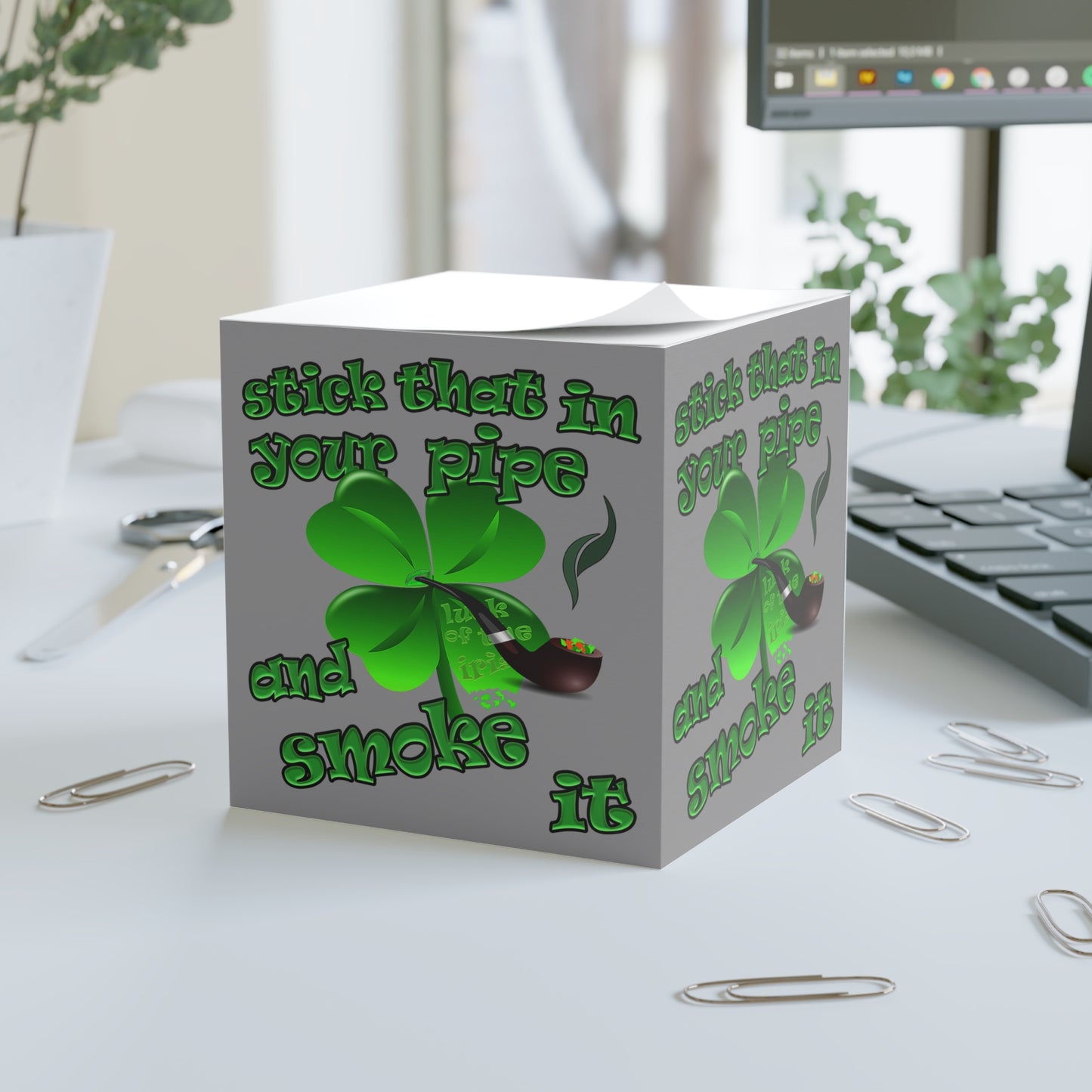 stick that in your pipe and smoke it - note cube (grey)