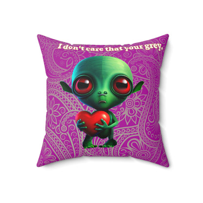 I don't care that your grey - Faux Suede Square Pillow - (pink swirl)