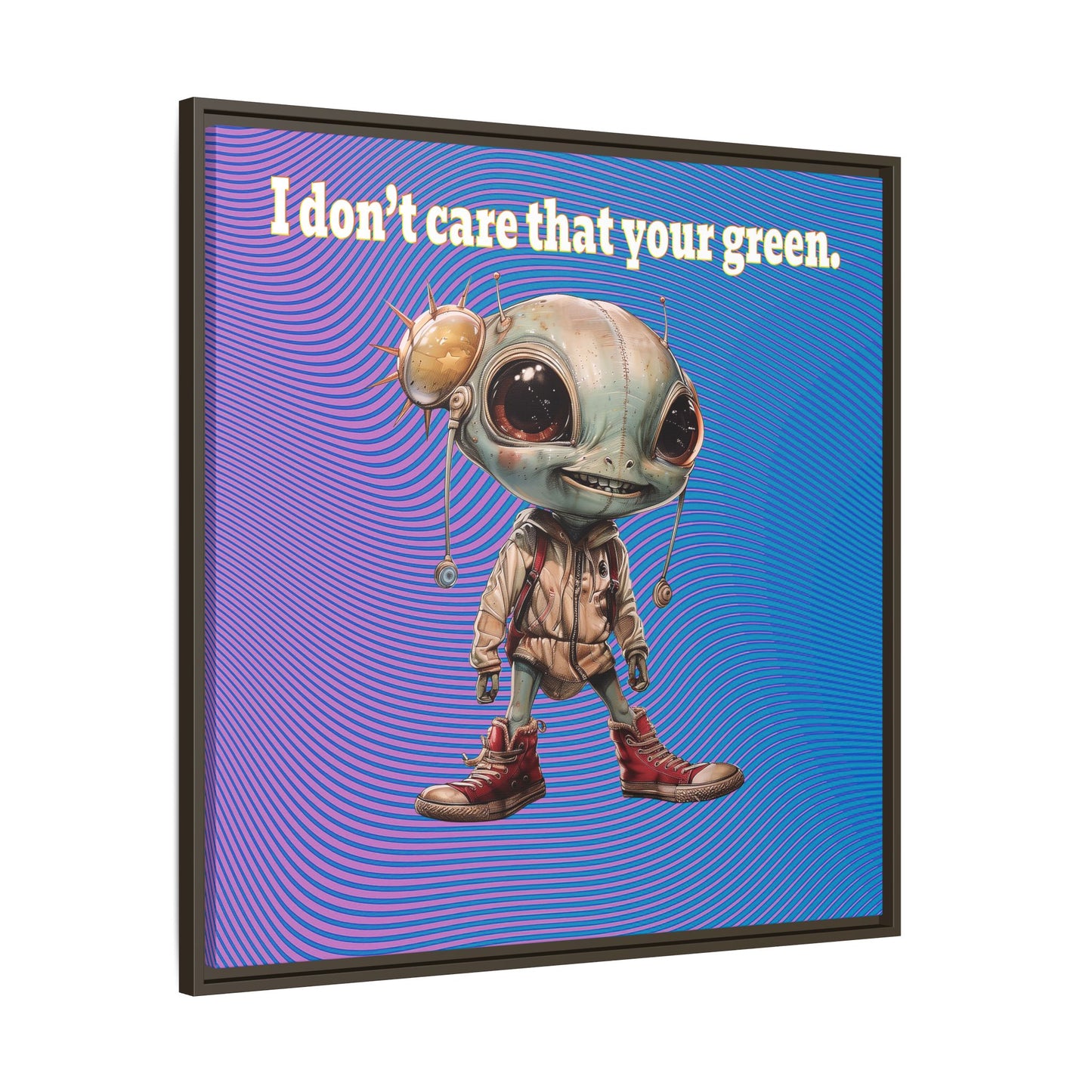 I don't care that your green - framed canvas art (light blue-purple wave)