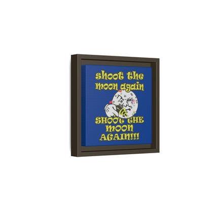 shoot the moon again - framed canvas art (dark blue)