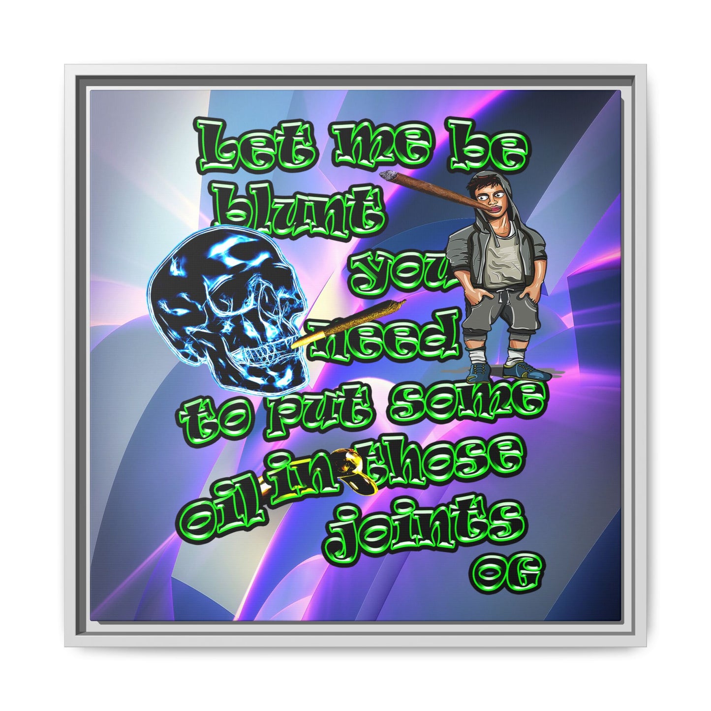og - framed canvas art (grey-pink wave)