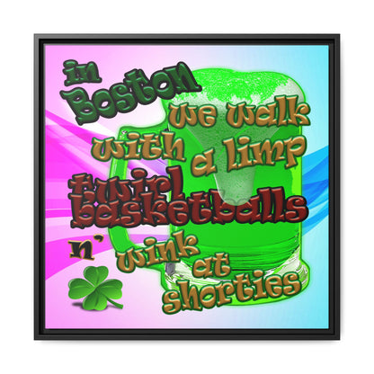 celtics logo - framed canvas art (light blue-pink wave)