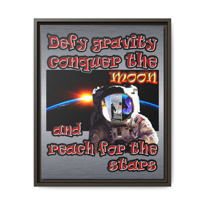 defy conquer reach - framed canvas art (brushed nickel)