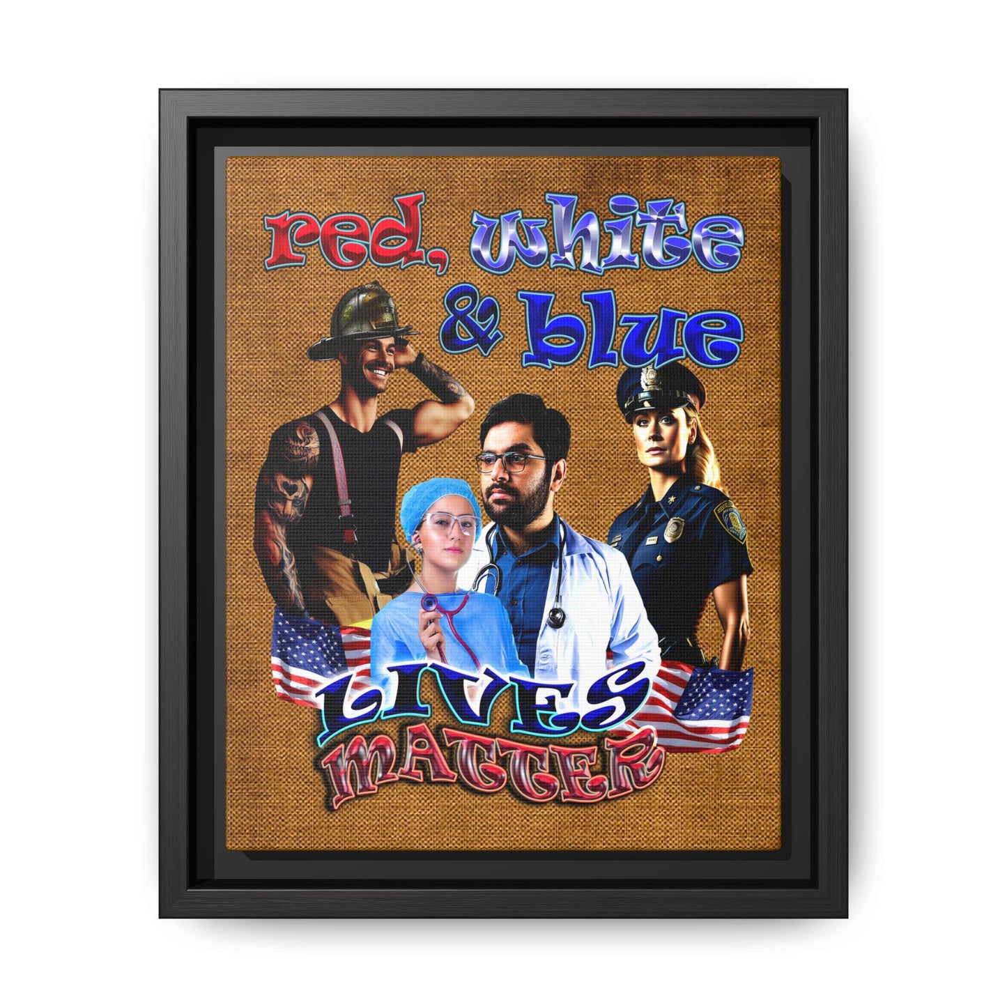 rw&b lives matter - framed canvas art (brown papyrus)