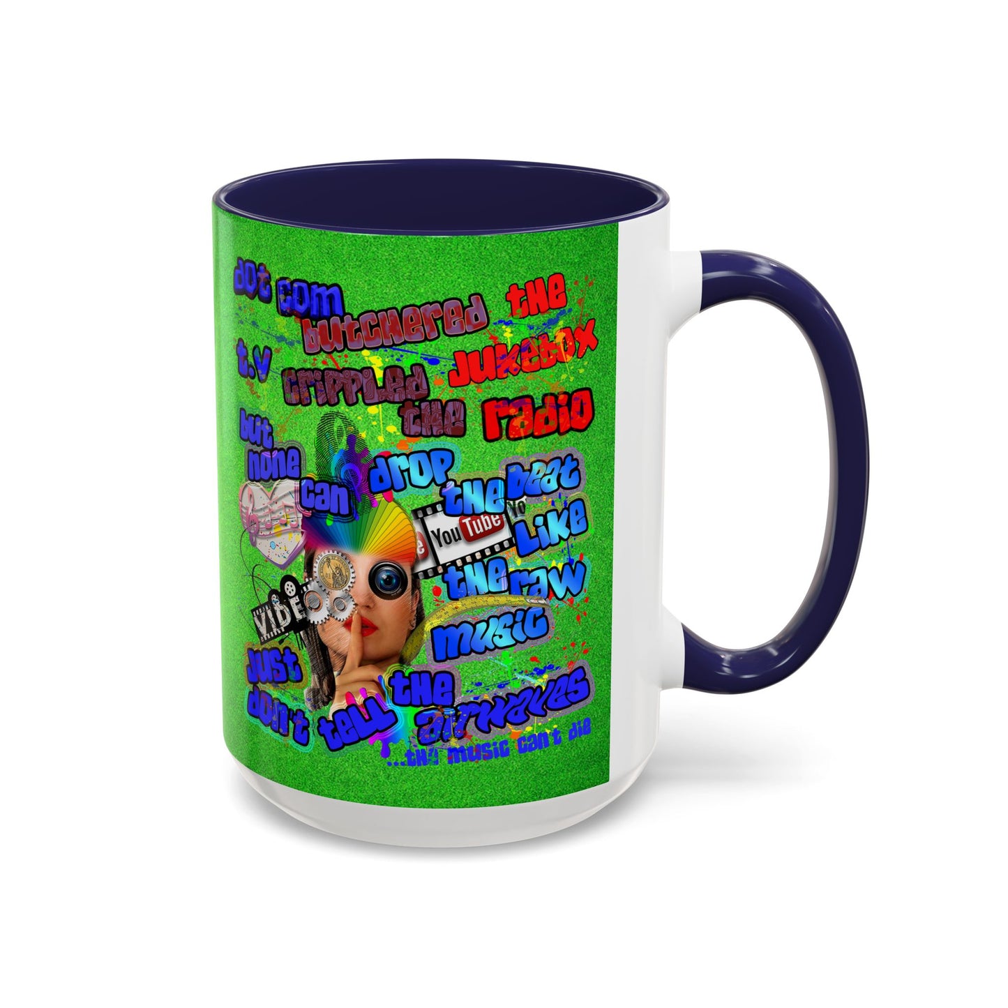 drop the beat - Accent Mug (green turf)